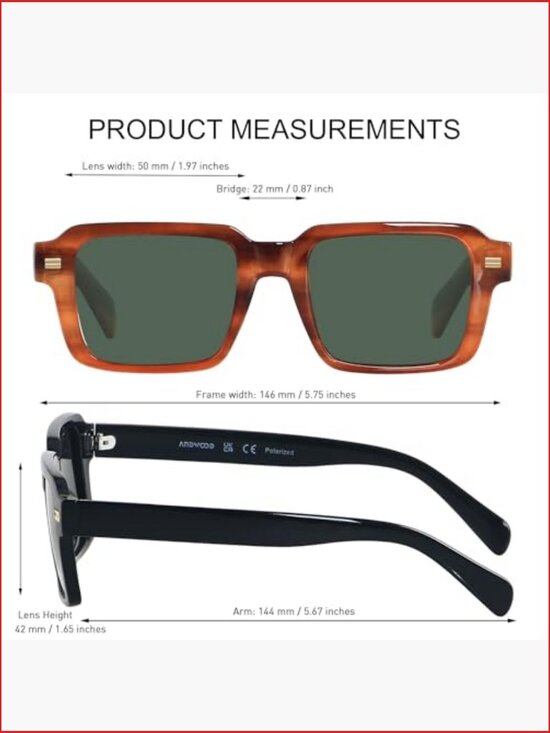 Retro Square Polarized Sunglasses Unisex Rectangle Shades main image 3